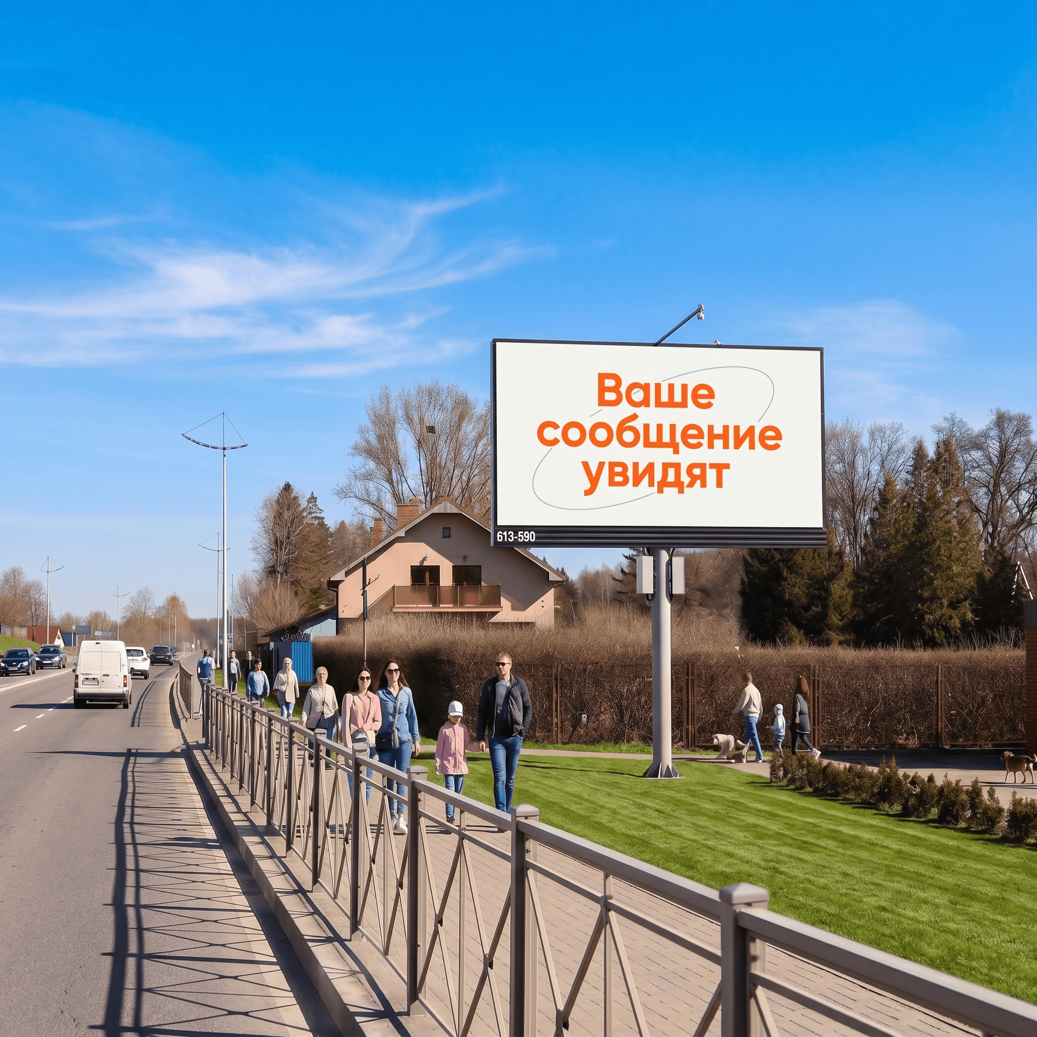 Цифровой билборд Baltic Outdoor у дороги и пешеходного маршрута